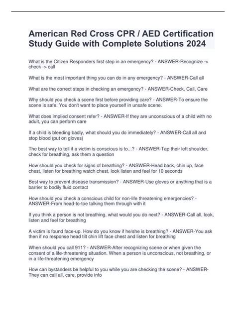 Cpr Certification Study Guide Red Cross