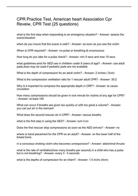 Cpr Test Questions