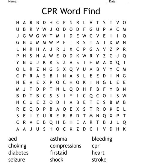 Cpr Word Find Word Search Wordmint Cpr Worksheet Answer Key - Cpr Worksheet Answer Key