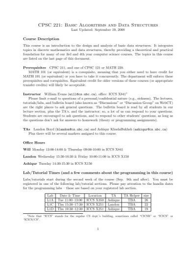 Cpsc 221 Basic Algorithms And Data Structures
