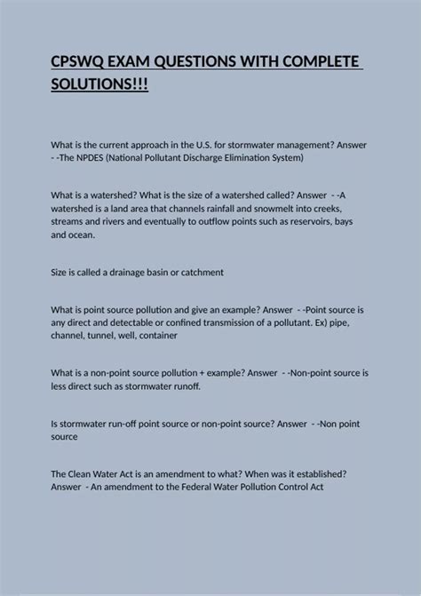 Cpswq Study Guide