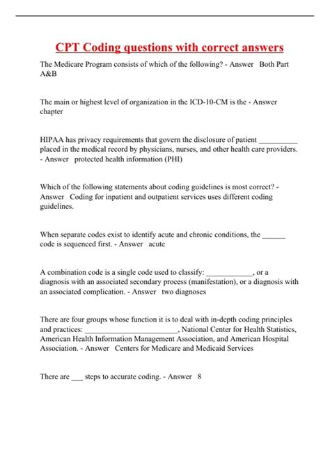 Cpt Coding Exercises With Answers