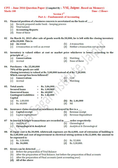 Download Cpt Exam Question Paper June 2011 