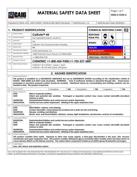 Cr 7 Material Safety Data Sheet Princeton University