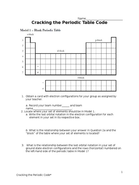 Cracking The Periodic Table Code Answers