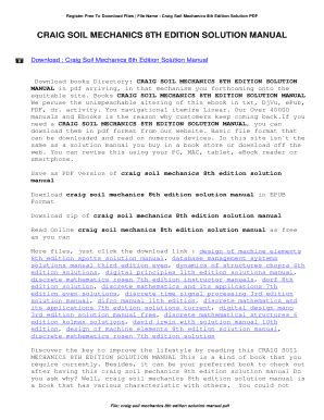 Download Craig Soil Mechanics 8Th Edition Solution Manual 