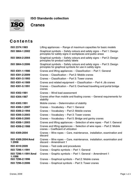 Cranes Contents Iso