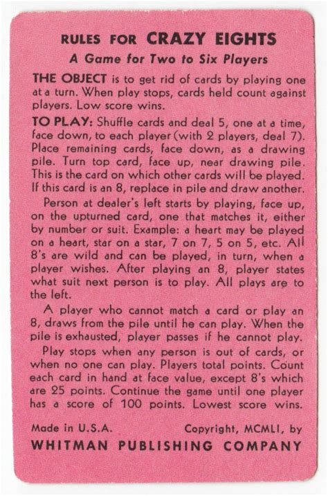 Crazy Eights Card Game Rules Bicycle Playing Cards