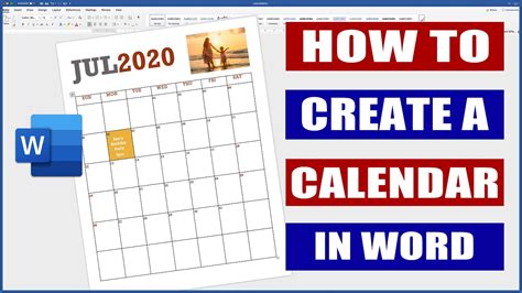 create a calendar in word