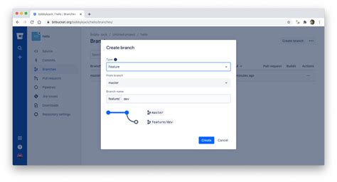 create a new branch in bitbucket