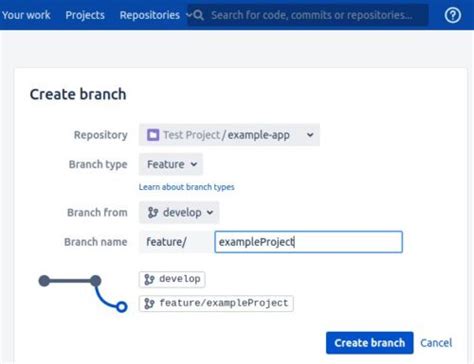 create a newfound branch in bitbucket
