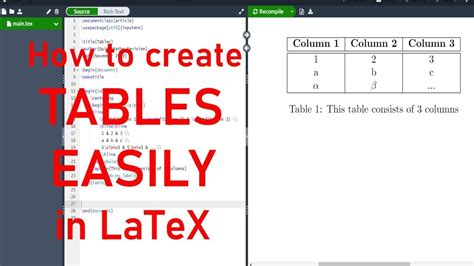 Create A Table Latex