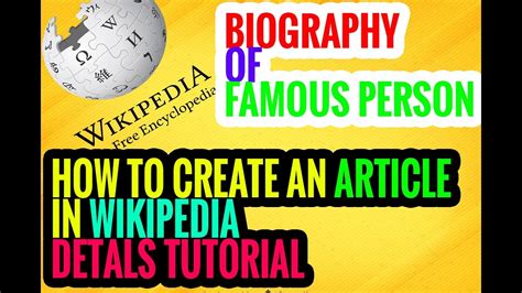 create a work biography on wikipedia