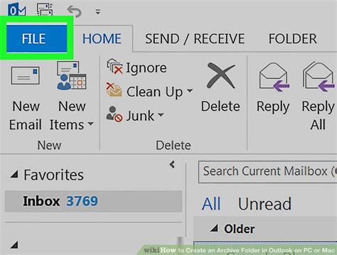 create archive folder in outlook