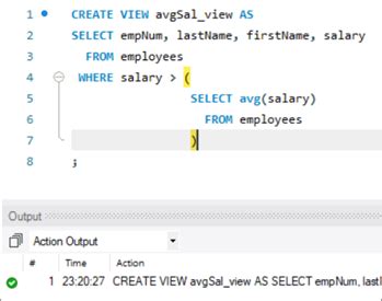 create view with subquery in mysql
