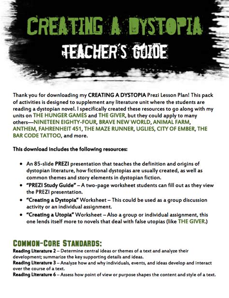 Create Your Own Dystopia Teaching Resources Teachers Pay Creating A Dystopia Worksheet - Creating A Dystopia Worksheet