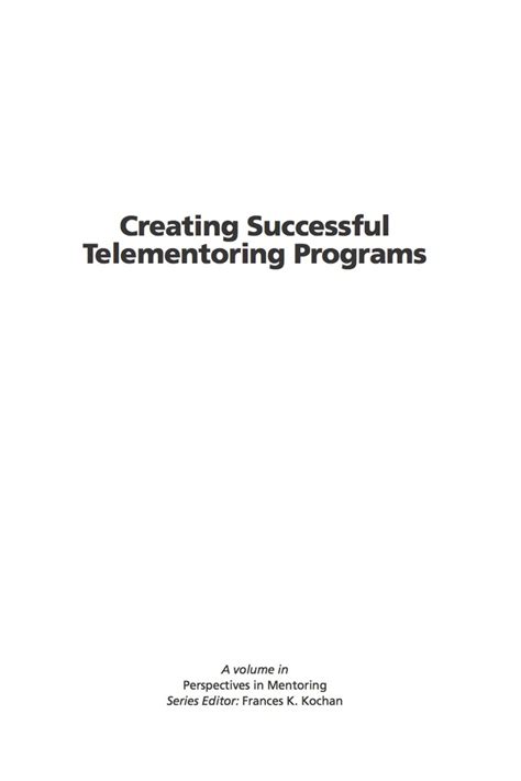 Creating Successful Telementoring Program Perspectives On Mentoring Perspectives In Mentoring