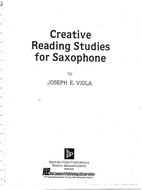 Creative Reading Studies For Saxophone