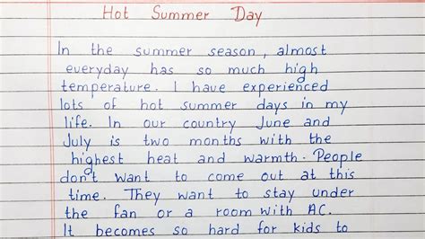 Creative Writing A Hot Summer Day Creative Writing About Summer - Creative Writing About Summer