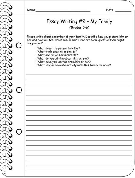 Creative Writing Exercises Grade 6 Samantha De Reviziis Essay Writing Sixth Grade Worksheet - Essay Writing Sixth Grade Worksheet
