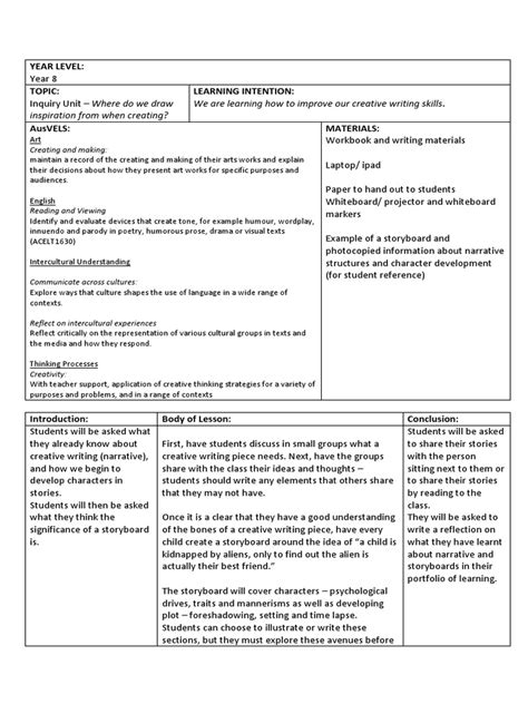 Creative Writing Lesson Plans For 4th Grade Creative Writing Lessons Plans - Creative Writing Lessons Plans