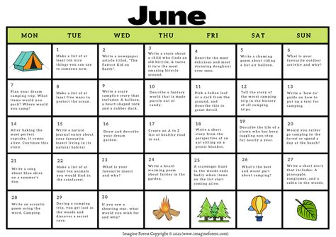 Creative Writing Prompt Calendar Writing Calendar Prompts - Writing Calendar Prompts