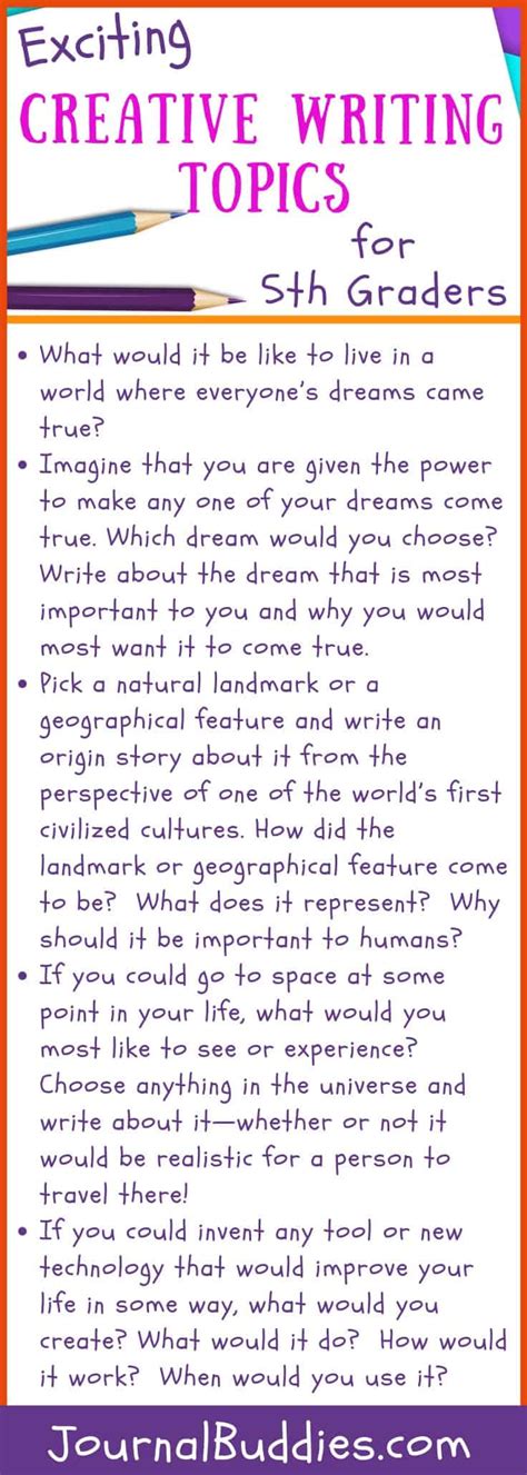 creative writing topics for grade 5