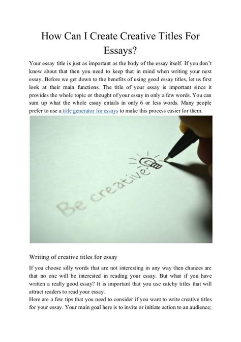 Read Online Creative Titles For A Paper 