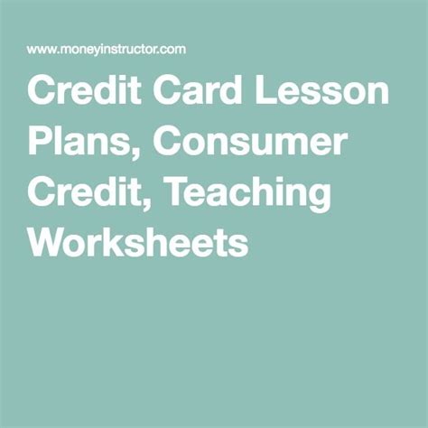 Credit And Credit Card Lesson Plans Resources And Credit Card Worksheet - Credit Card Worksheet