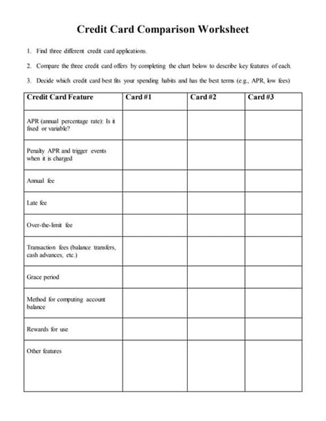 Credit Card Comparison Worksheet Answers Laobing Kaisuo Credit Card Comparison Worksheet Answers - Credit Card Comparison Worksheet Answers