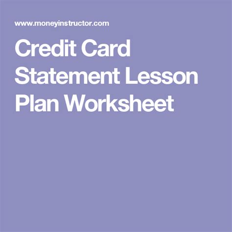 Credit Card Statement Lesson Plan Worksheet Money Instructor Credit Card Statement Worksheet - Credit Card Statement Worksheet