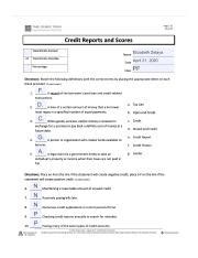 Credit Report Scenario Worksheet Answers   Caroline Blues Credit Report Worksheet 2 6 Page - Credit Report Scenario Worksheet Answers