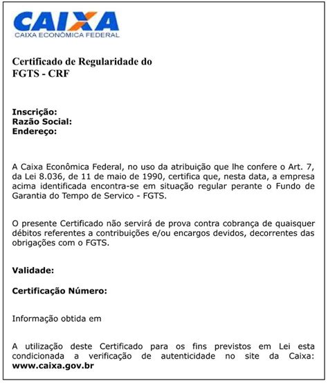 Crf Fgts Certidão