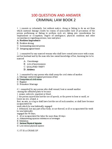 Full Download Criminal Law Questions And Answers Example 