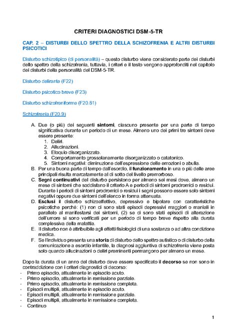 Criteri Diagnostici