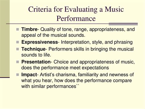 criteria for evaluating a music album