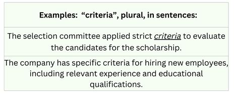 Criteria Plural