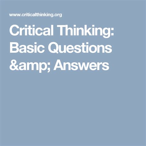 Critical Thinking Basic Questions Amp Answers Critical Thinking Worksheet Answers - Critical Thinking Worksheet Answers