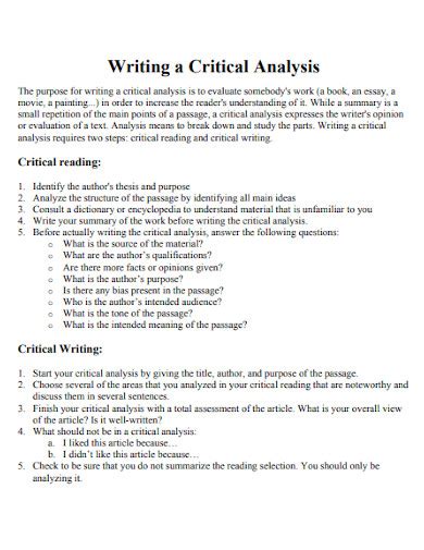 Full Download Critical Analysis Paper Examples 