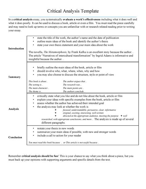 Full Download Critical Analysis Paper Outline 