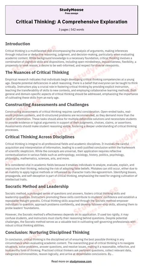 Read Critical Thinking Research Paper 