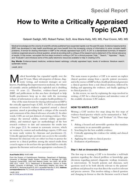 Critically Appraised Topic