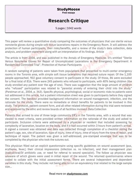 Critique Research Paper Example
