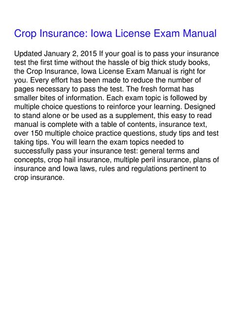 Read Online Crop Insurance Iowa License Exam Manual 