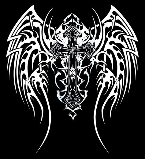 Cross Designs With Wings Wallpaper