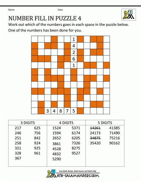 Cross Number Puzzle 3 Worksheet Education Com Science Of Numbers Crossword - Science Of Numbers Crossword