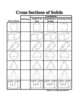 Cross Sections Of Solids Worksheets Learny Kids Cross Sections Of Solids Worksheet - Cross Sections Of Solids Worksheet