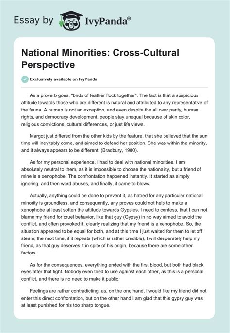 Read Online Cross Cultural Perspective Paper 