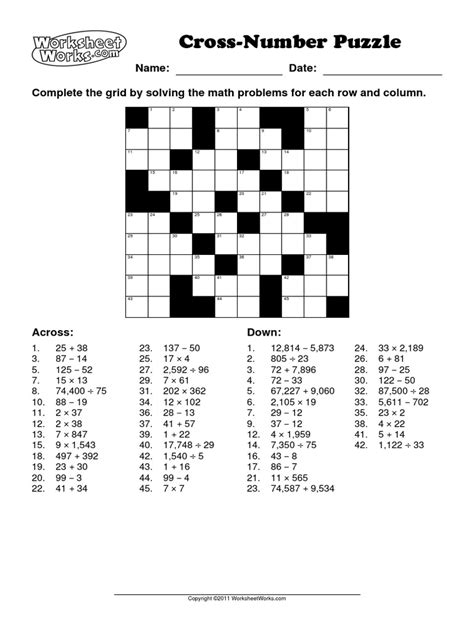 Crossnumber Puzzles Math Games With Solutions Cross Figures Math Crosswords - Math Crosswords