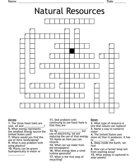 Crossword Natural Resources Wordmint Are Rocks Natural Resources - Are Rocks Natural Resources